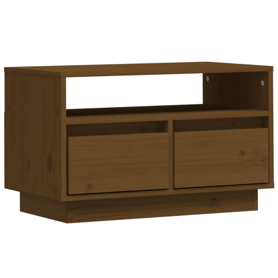 Mueble de TV madera maciza de pino marrón miel 60x35x37