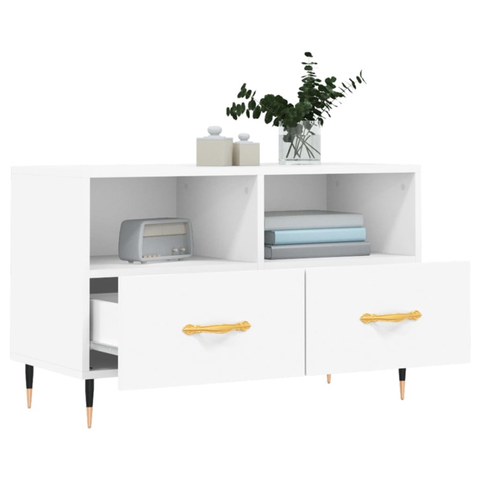 Mueble para TV madera contrachapada blanco 80x36x50