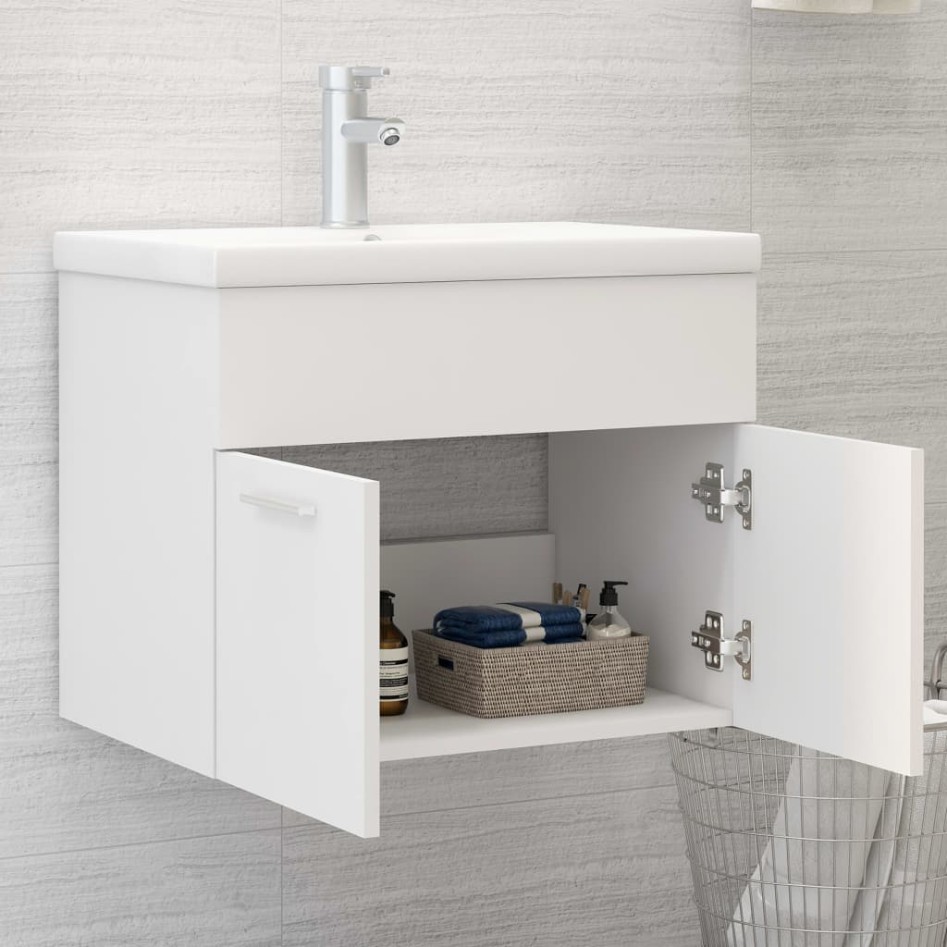 Armario para lavabo madera contrachapada blanco 60x38,5x46