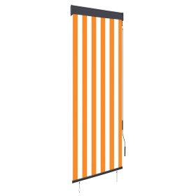 Estor enrollable de exterior blanco y naranja 60x250