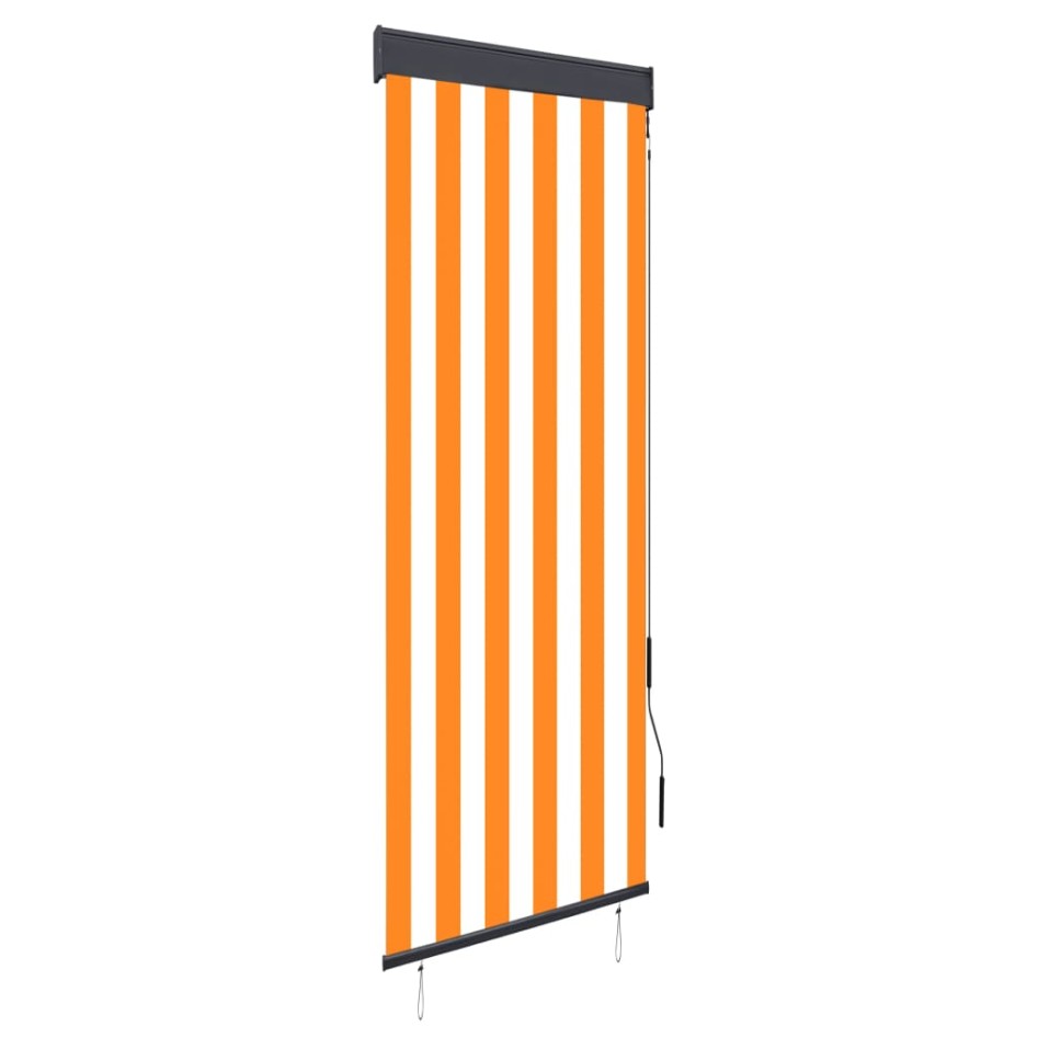 Estor enrollable de exterior blanco y naranja 60x250