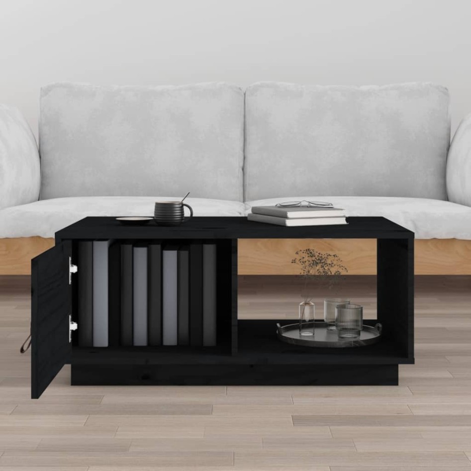 Mesa de centro de madera maciza de pino negro 80x50x35,5