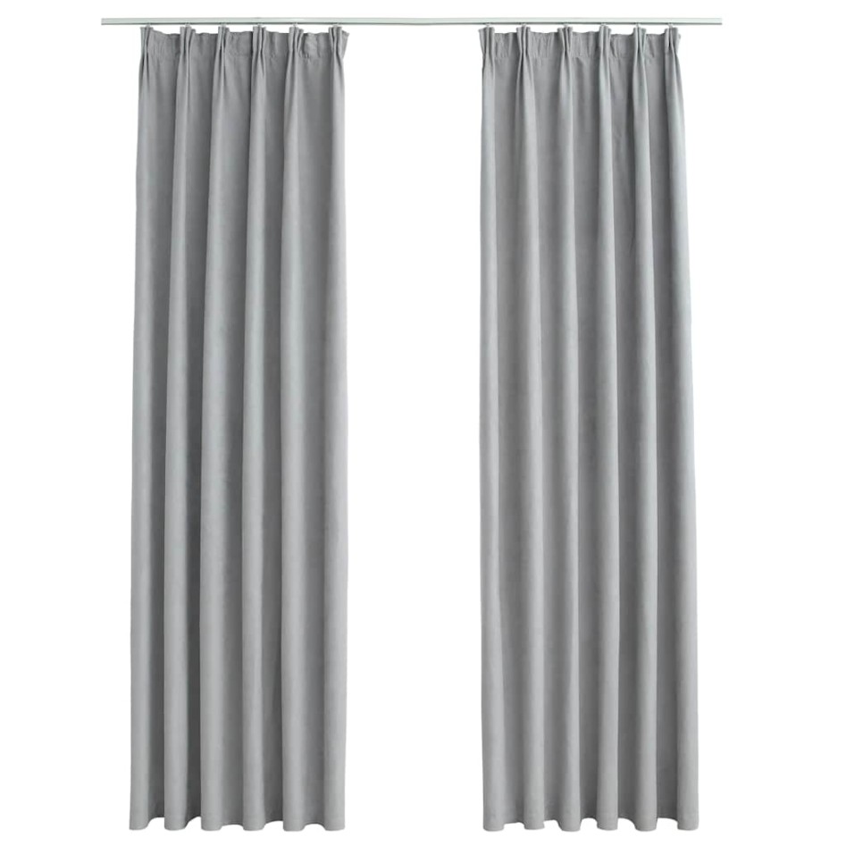 Cortinas opacas con ganchos 2 piezas gris 140x175
