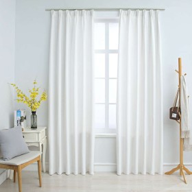 Cortinas opacas con ganchos 2 piezas blanco crudo 140x225