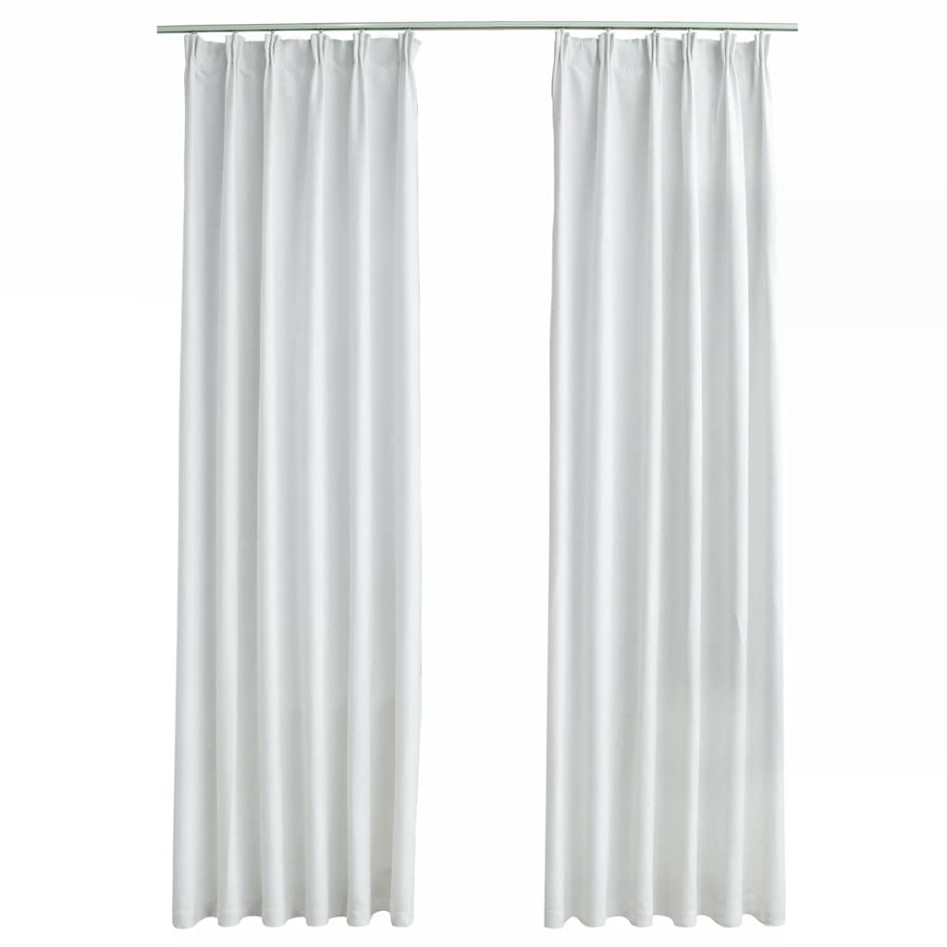 Cortinas opacas con ganchos 2 piezas blanco crudo 140x225