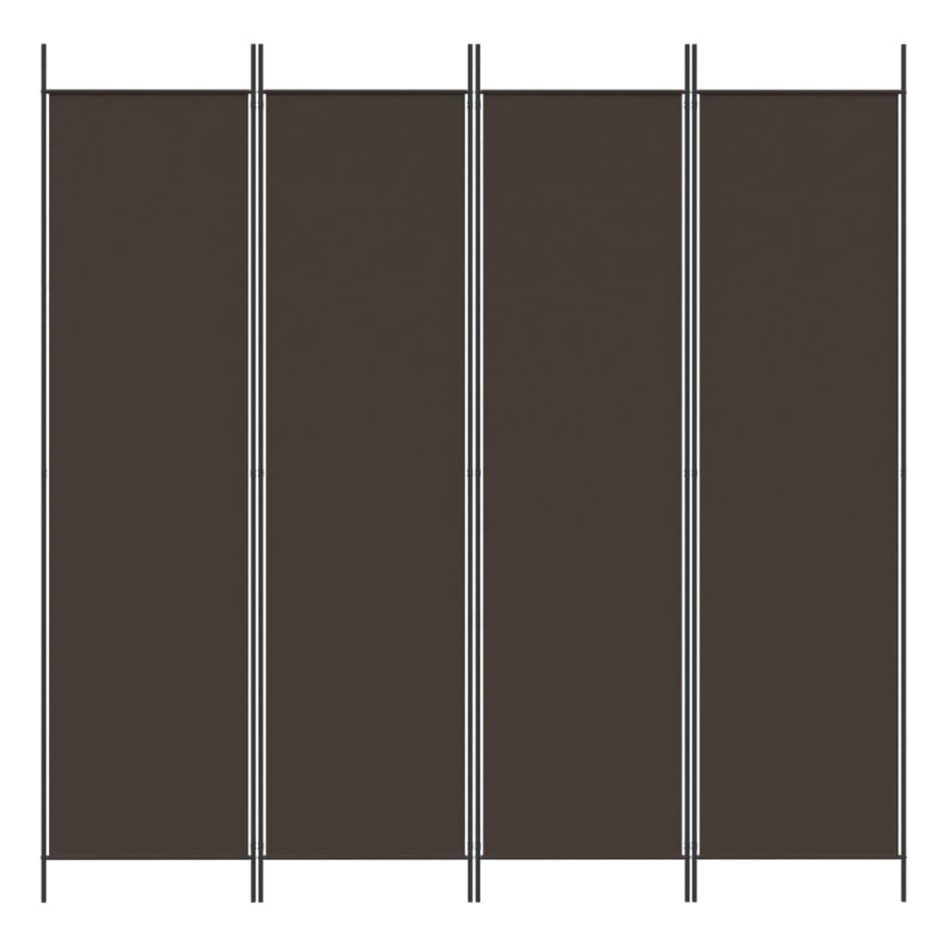 Biombo divisor de 4 paneles de tela marrón 200x200