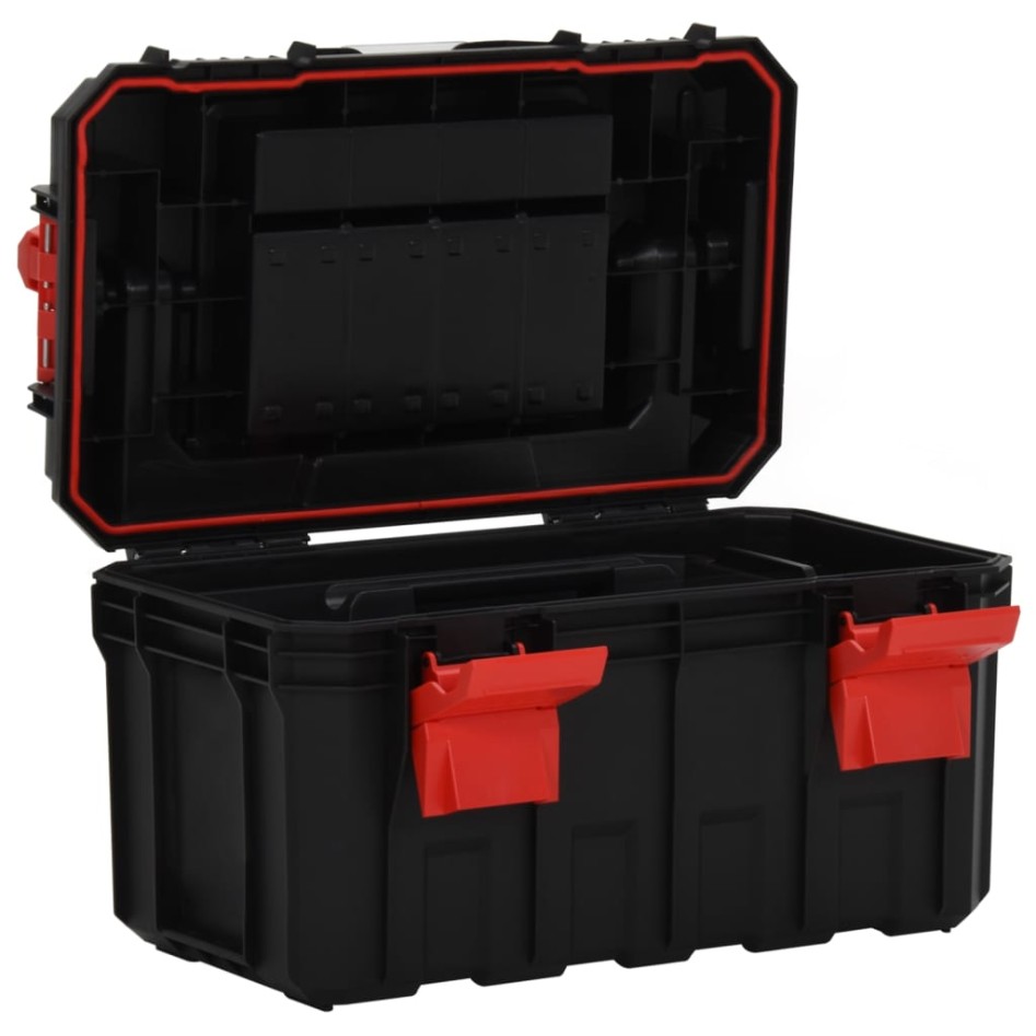Caja de herramientas negra y roja 45x28x26,5