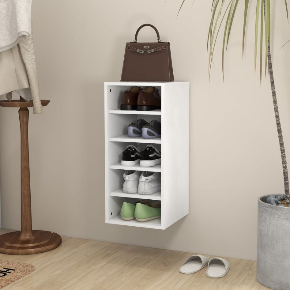 Mueble zapatero de madera contrachapada blanco 31,5x35x70
