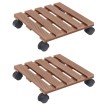 Soporte con ruedas para plantas 2 uds WPC marrón 30x30x7,5 cm