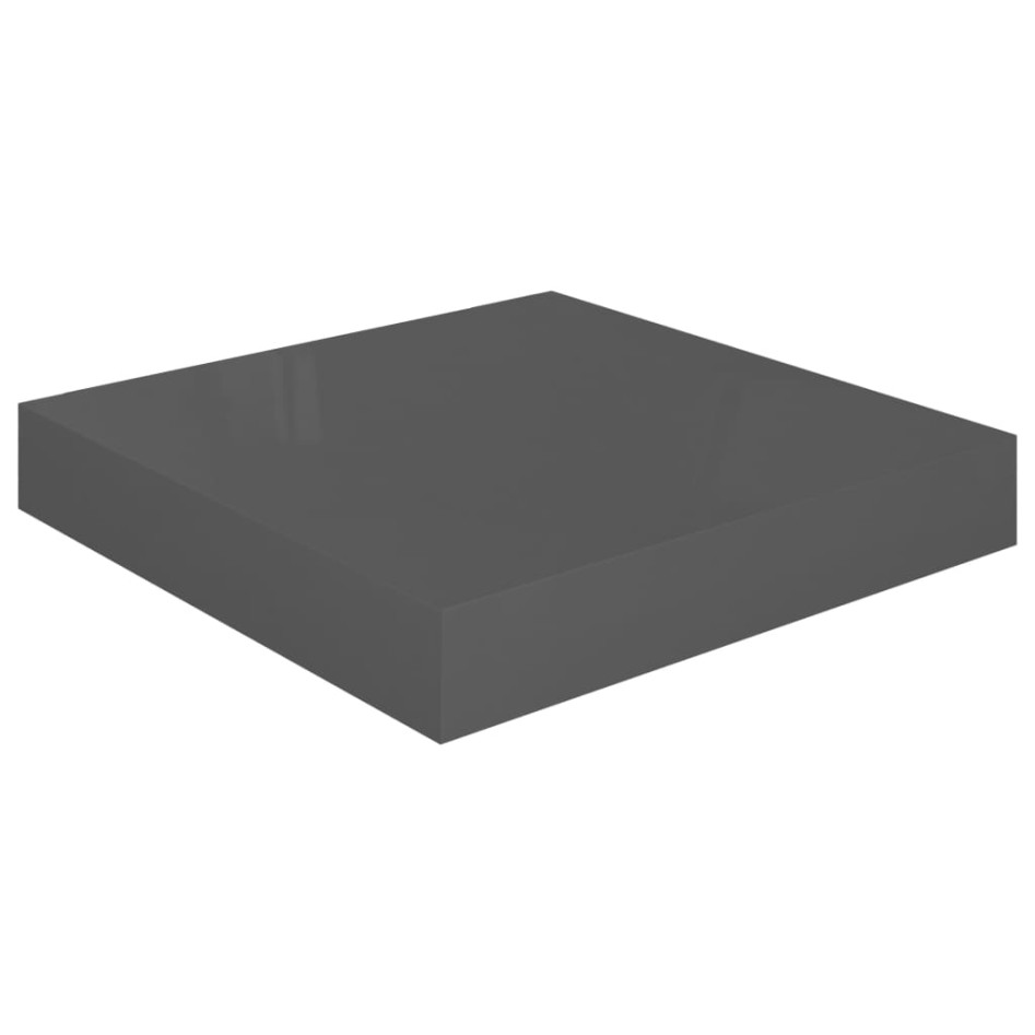Estante flotante de pared 4 uds MDF gris brillo 23x23,5x3,8