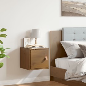 Armario de pared madera maciza de pino marrón miel