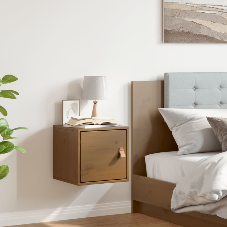 Armario de pared madera maciza de pino marrón miel