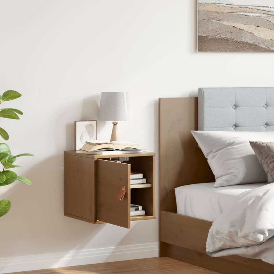 Armario de pared madera maciza de pino marrón miel