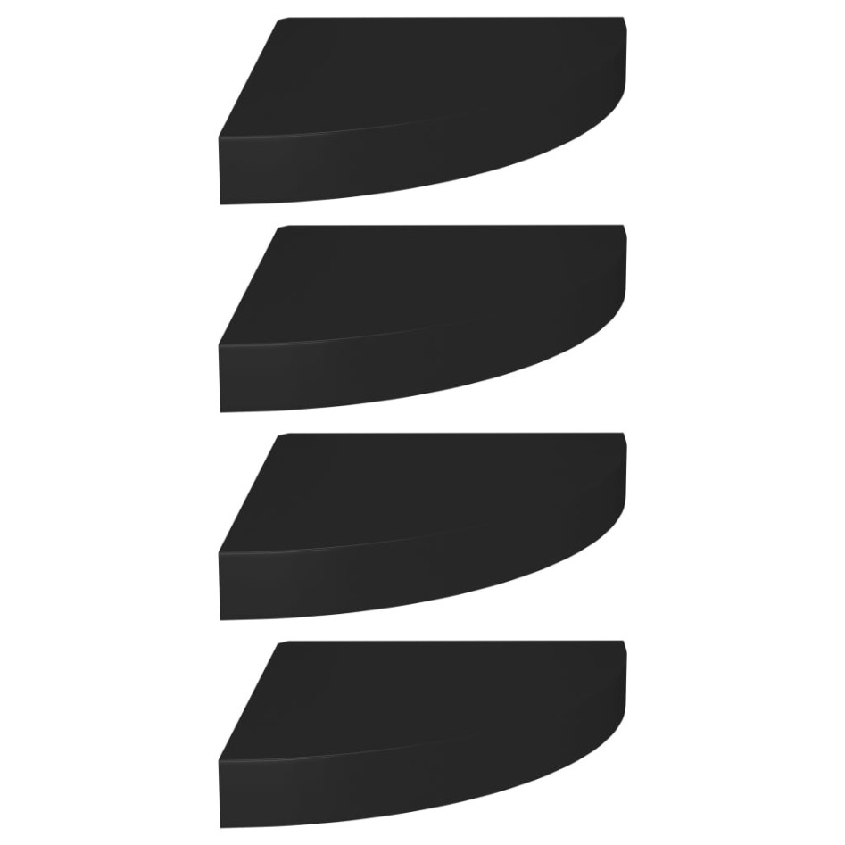 Estantes flotantes de esquina 4 uds MDF negro 25x25x3,8