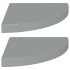 Estantes flotantes de esquina 2 uds MDF gris 35x35x3,8