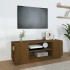 Mueble de TV madera maciza de pino marrón miel 110x35x40,5