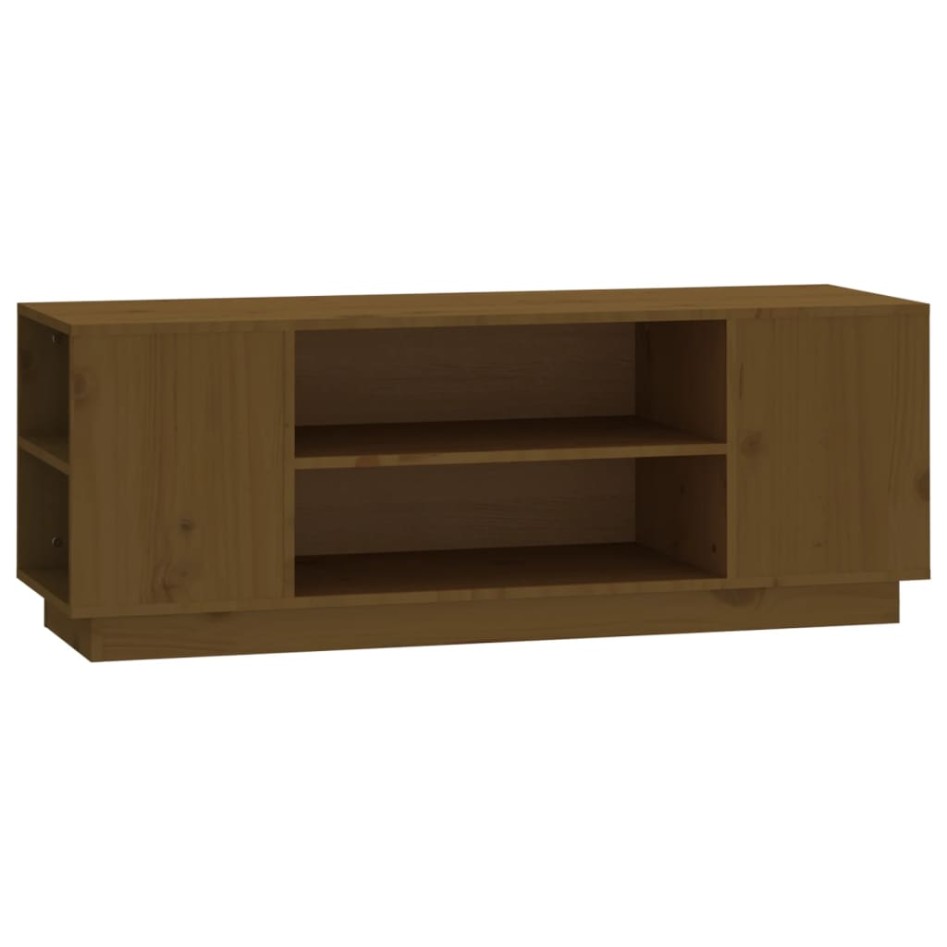 Mueble de TV madera maciza de pino marrón miel 110x35x40,5
