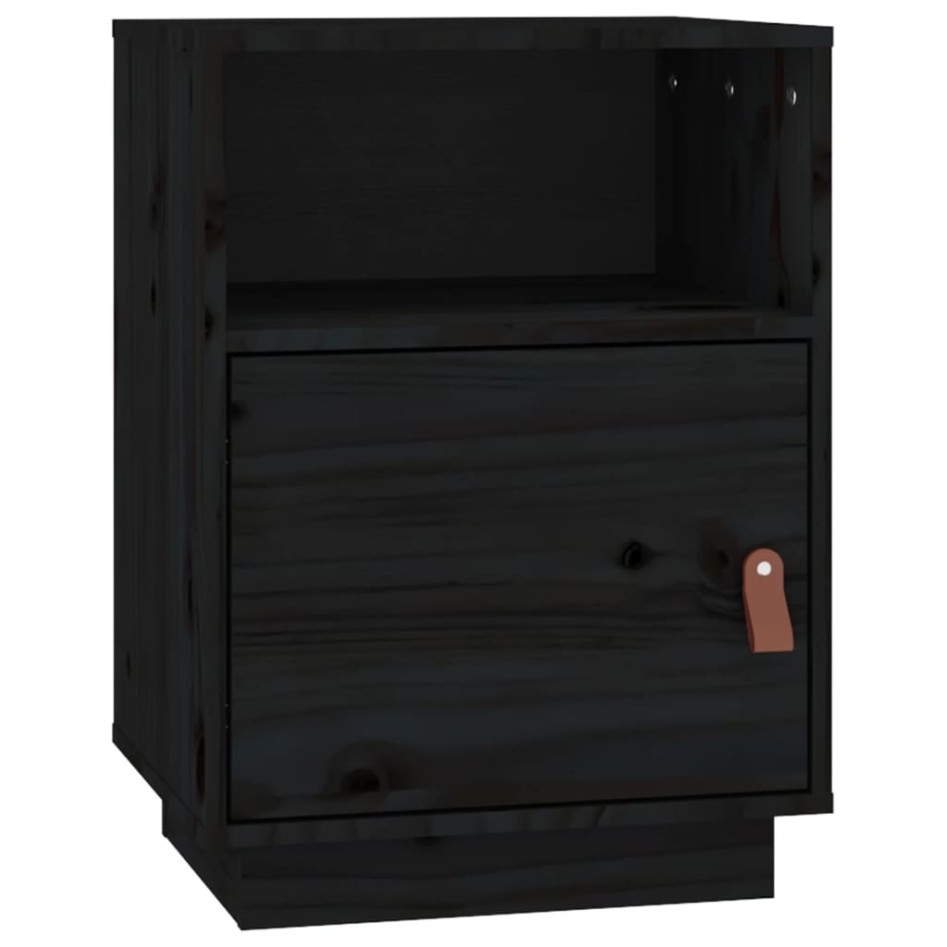Mesita de noche madera maciza de pino negro 40x34x55