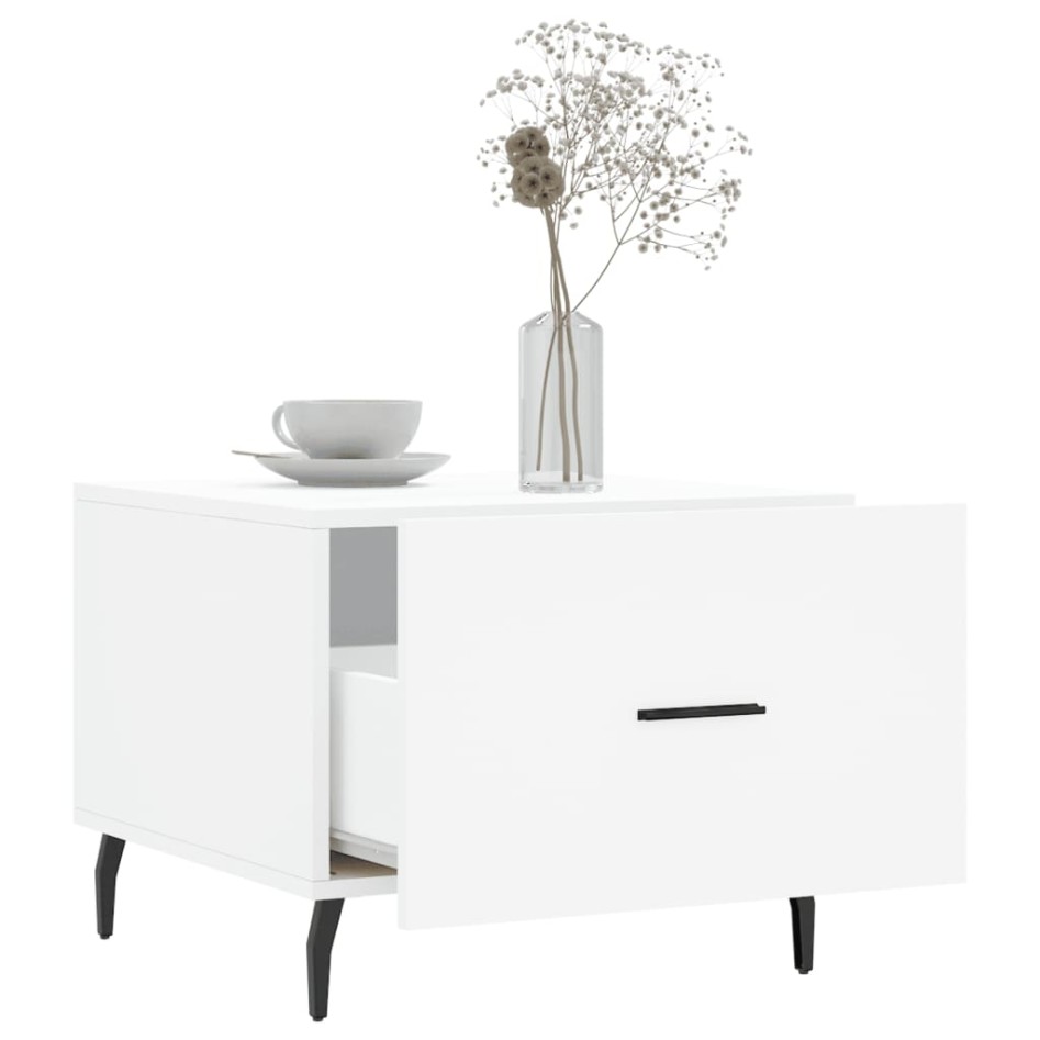 Mesa de centro madera de ingeniería blanca 50x50x40