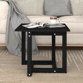 Mesa de centro de madera maciza de pino negra 50x50x45