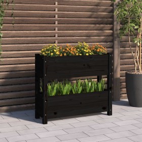 Jardinera de madera maciza de pino negro 77x25x66