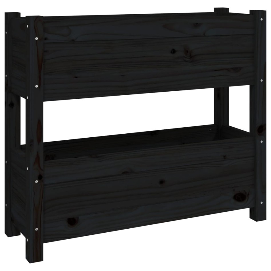 Jardinera de madera maciza de pino negro 77x25x66