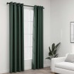 Cortinas opacas con ojales look de lino 2 pzas verde 140x225 cm