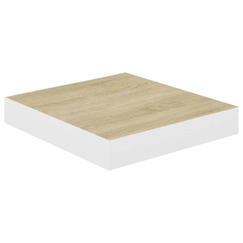 Estante flotante pared 4 uds MDF roble y blanco 23x23,5x3,8