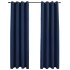 Cortinas opacas con anillas de metal 2 uds azul 140x175