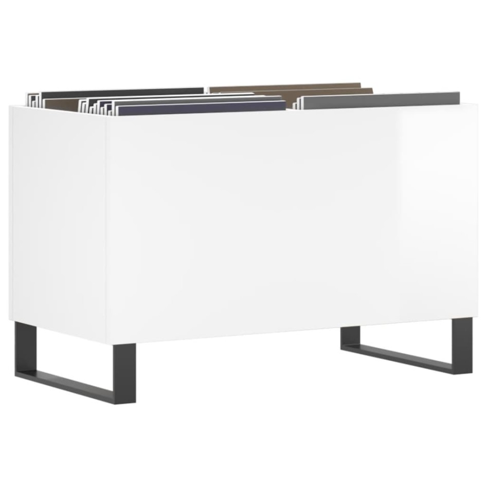 Mueble discos madera contrachapada blanco brillo 74,5x38x48