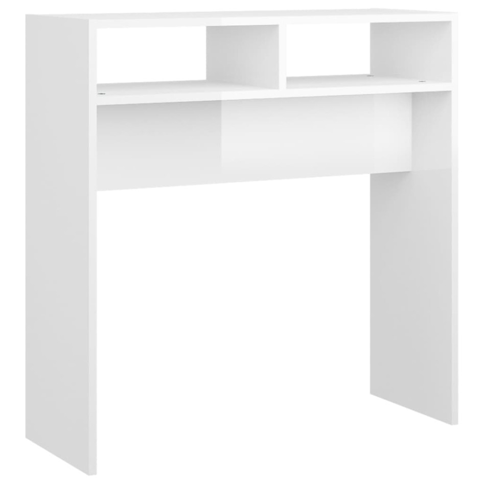 Mesa consola madera de ingeniería blanco brillo 78x30x80
