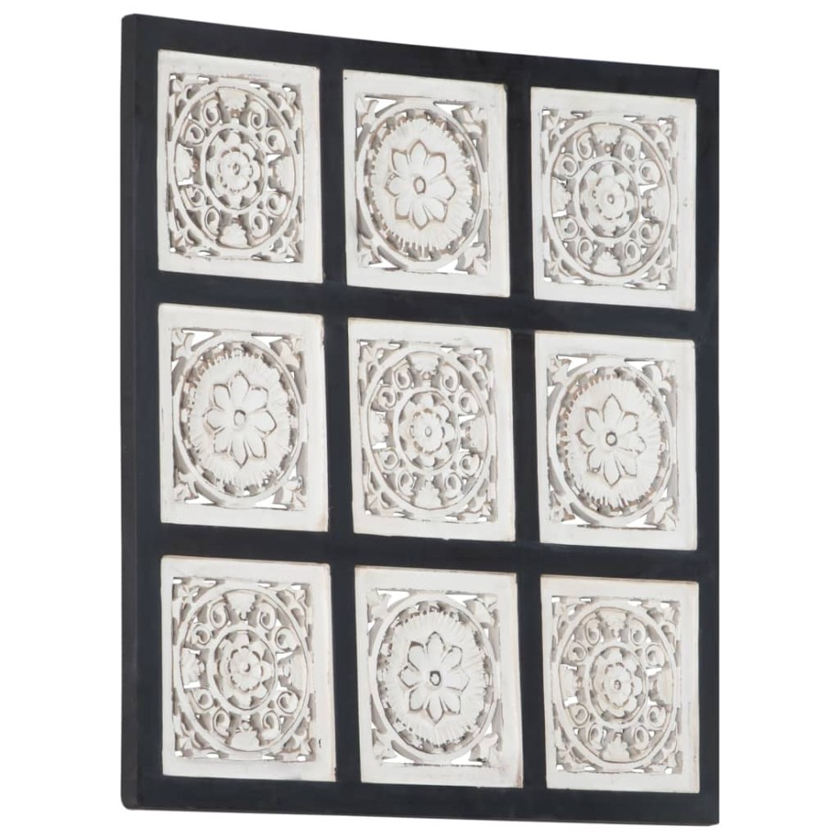 Panel de pared tallado a mano MDF negro y blanco 60x60x1,5