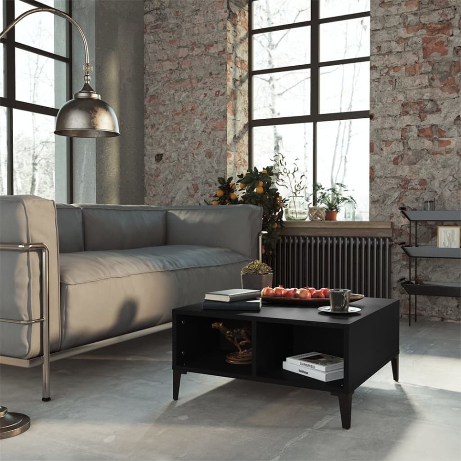 Mesa de centro madera contrachapada negro 60x60x30