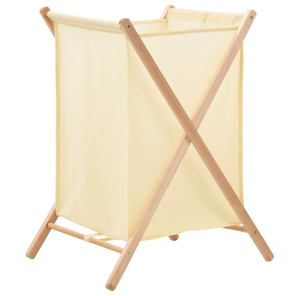 Cesto de ropa sucia madera de cedro y tela beige 42x41x64