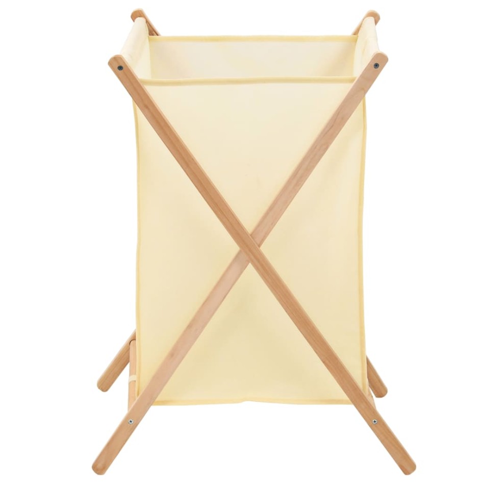 Cesto de ropa sucia madera de cedro y tela beige 42x41x64