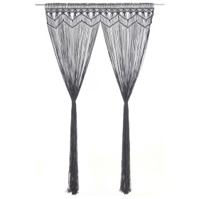 Cortina de macramé algodón gris antracita 140x240