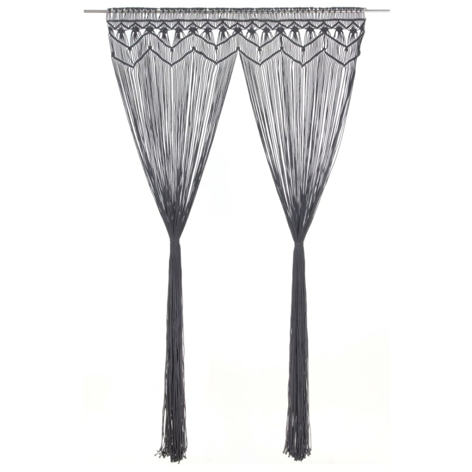 Cortina de macramé algodón gris antracita 140x240