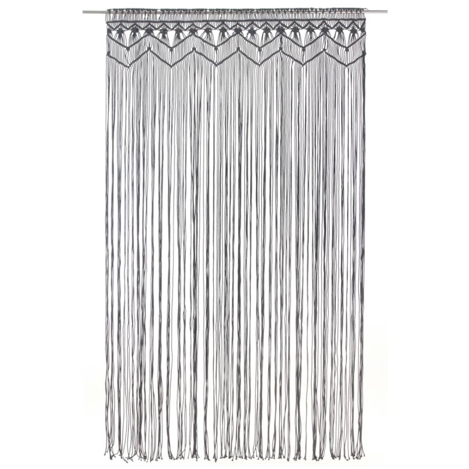 Cortina de macramé algodón gris antracita 140x240