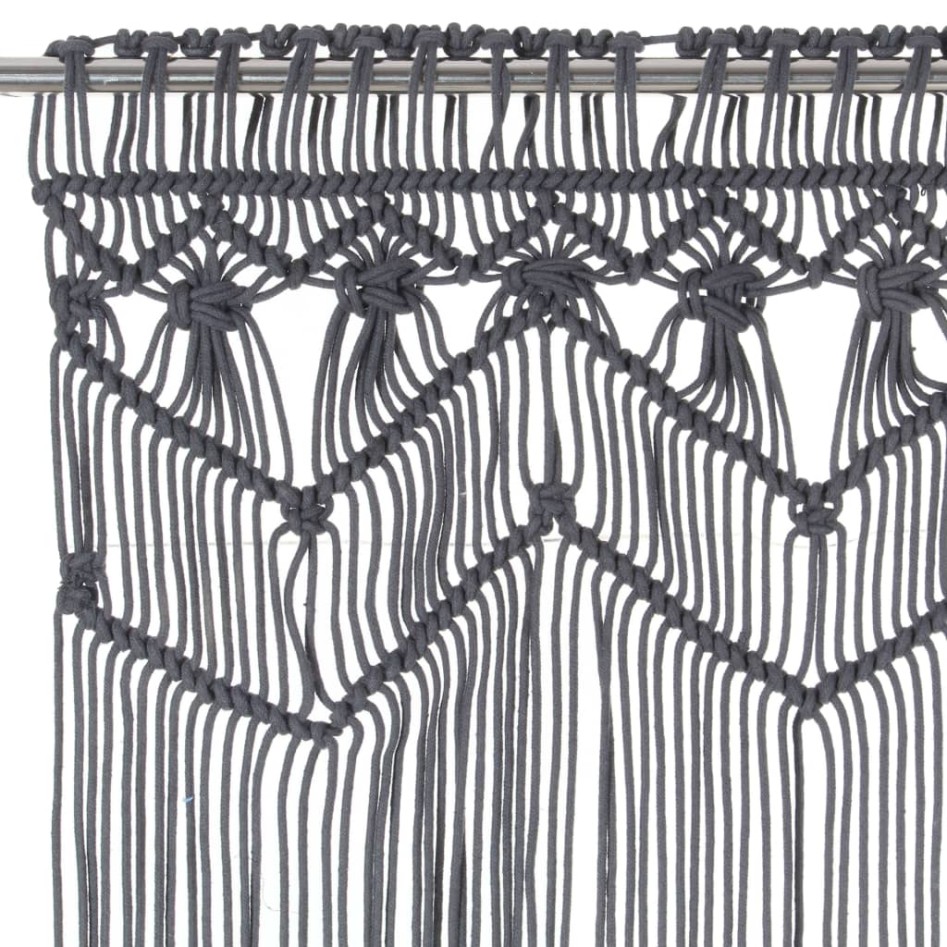 Cortina de macramé algodón gris antracita 140x240