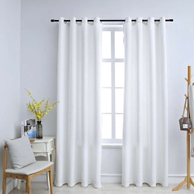 Cortinas opacas anillas de metal 2 pzas blanco crudo 140x245