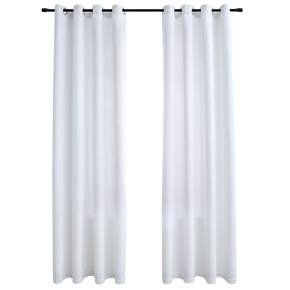 Cortinas opacas anillas de metal 2 pzas blanco crudo 140x245