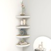 Estante esquina de pared 4 uds MDF roble y blanco 25x25x3,8 cm
