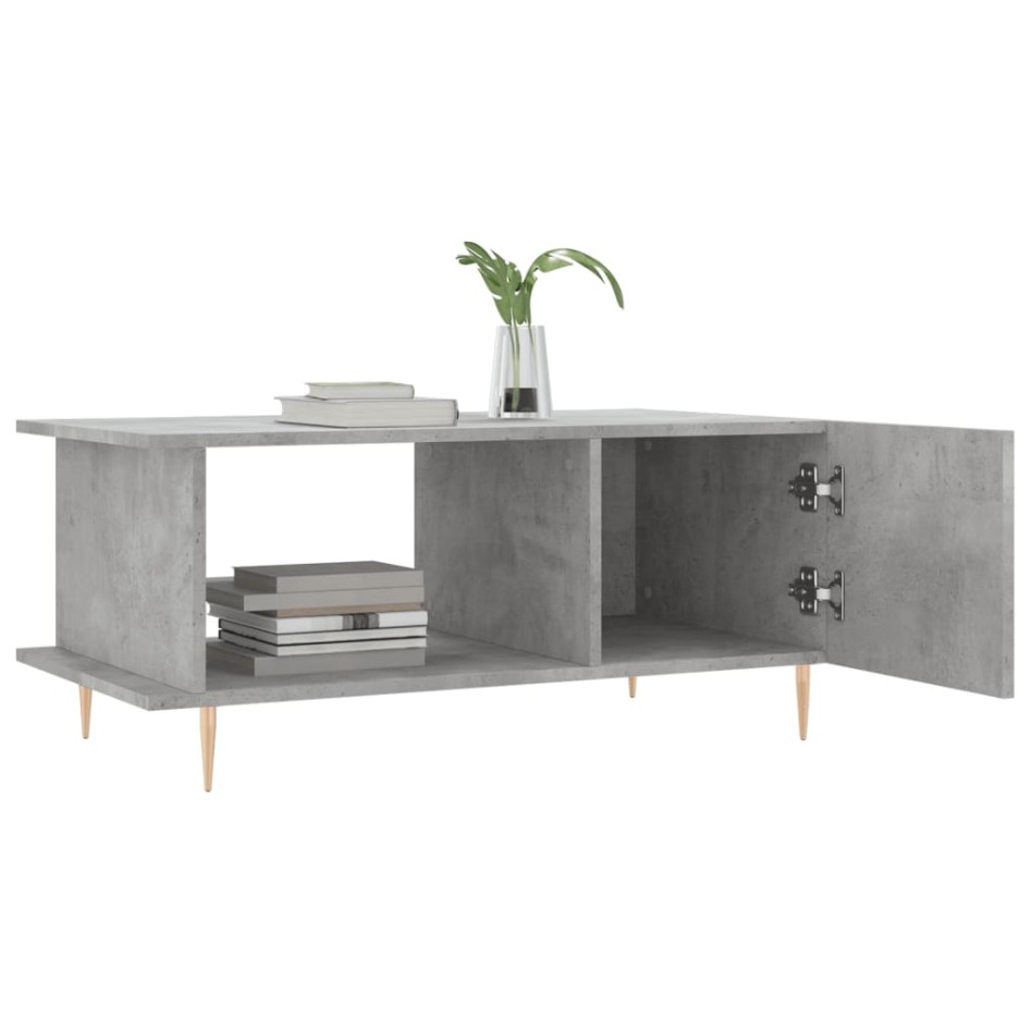 Mesa de centro madera contrachapada gris hormigón 90x50x40
