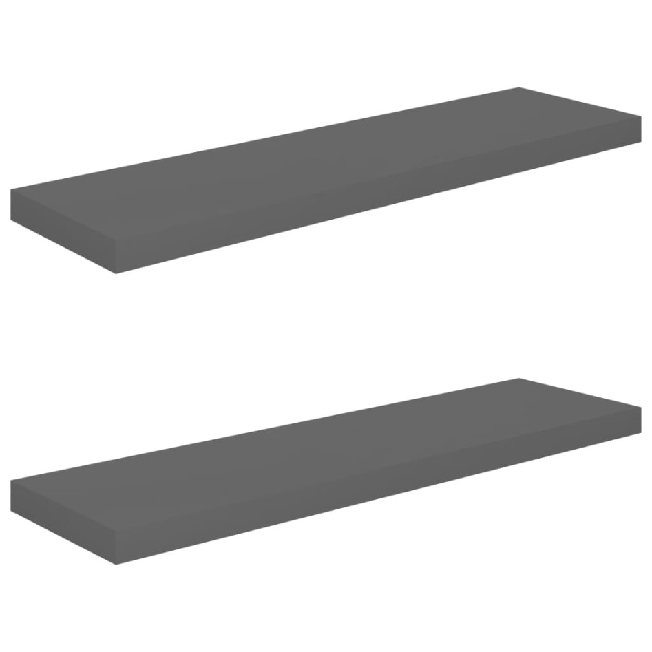 Estantes flotantes pared 2 uds MDF gris brillo 90x23,5x3,8