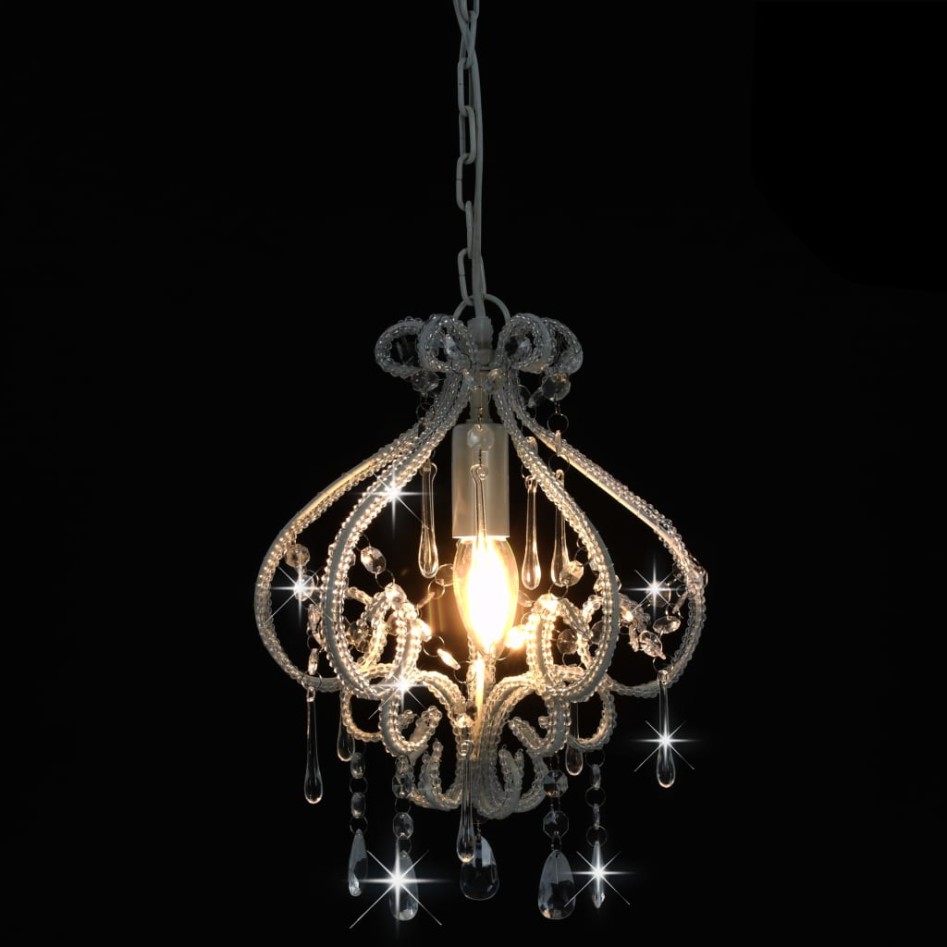 Lámpara de techo con cuentas blanco redonda