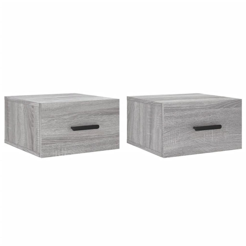 Mesitas de noche de pared 2 uds color gris Sonoma 35x35x20