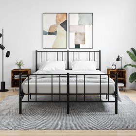 Mesitas de noche 2 uds madera ingeniería roble humo 40x30x50