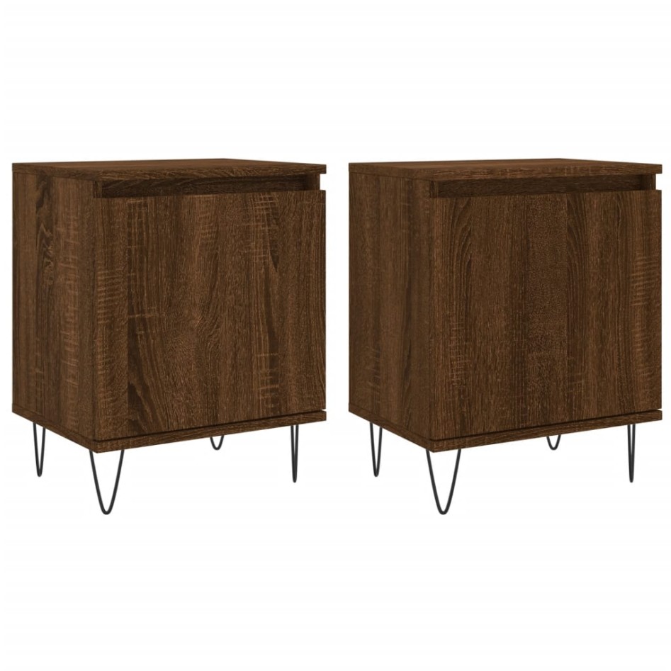 Mesita de noche 2 uds madera ingeniería roble marrón
