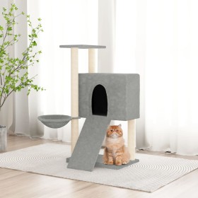 Rascador para gatos con postes de sisal gris claro 96