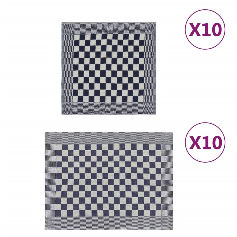 Juego de paños 20 unidades algodón azul y